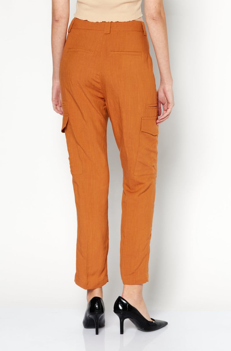 NA-KD Women Regular Fit Plain Cargo Pant, Brown - Image 4